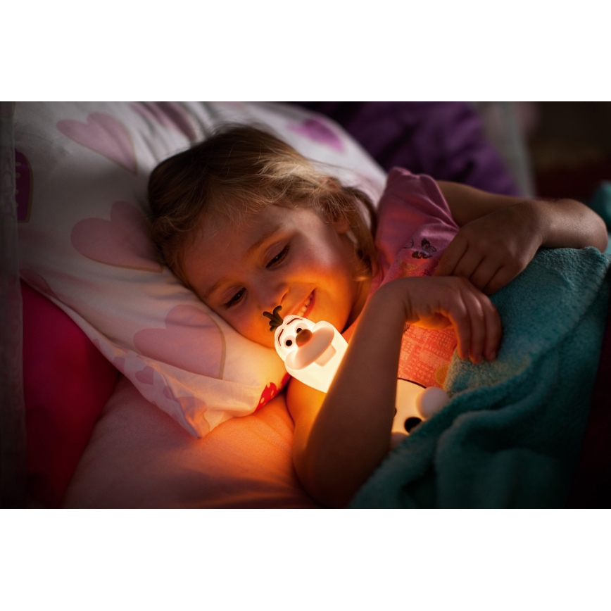 Philips 71768/08/16 - LED Kinderlamp DISNEY FROZEN OLAF LED/0,3W/2xAAA sneeuwman