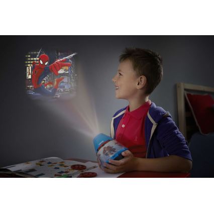 Philips 71769/40/16 - LED Nachtlamp en projector MARVEL SPIDER MAN LED/0,1W/3xAA