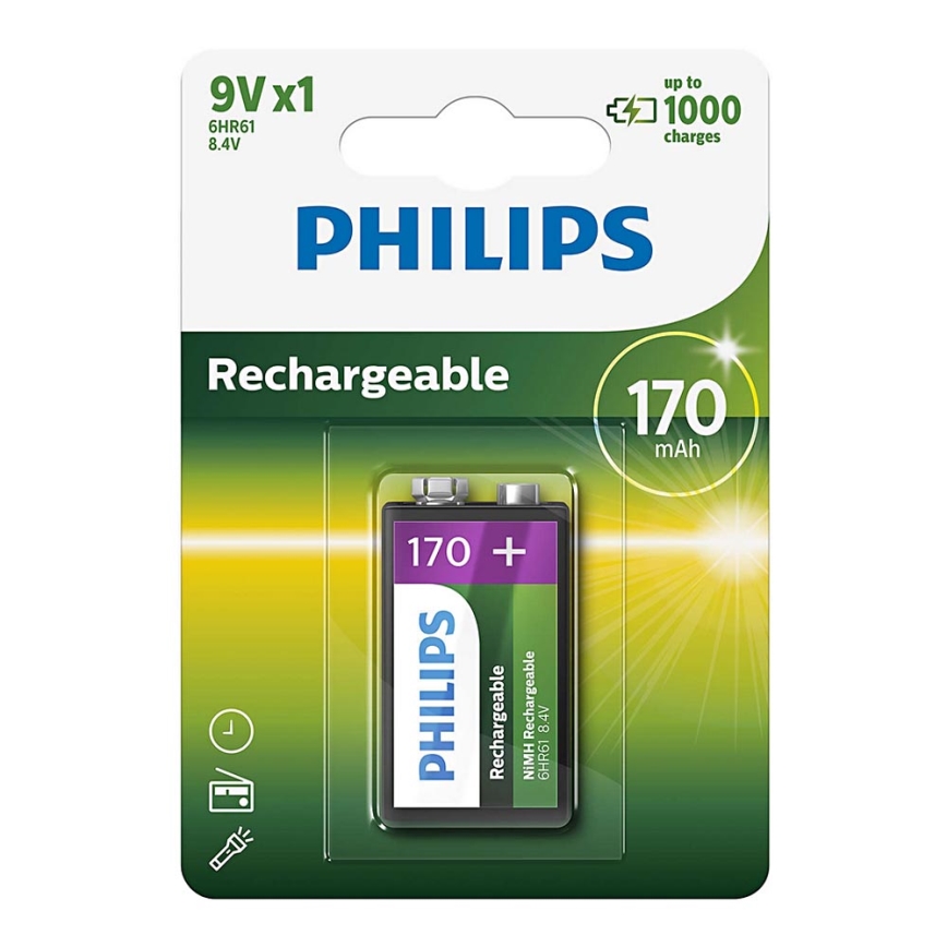 Philips 9VB1A17/10 - Pile rechargeable MULTILIFE NiMH/9V/170 mAh