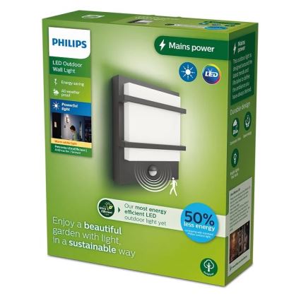 Philips - Applique murale extérieure avec détecteur PETRONIA LED/3,8W/230V IP44