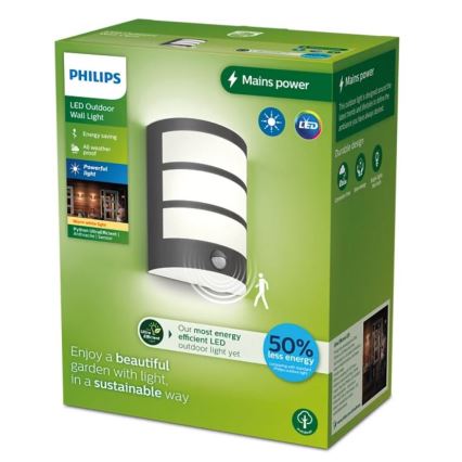 Philips - Applique murale extérieure avec détecteur PYTHON LED/3,8W/230V IP44