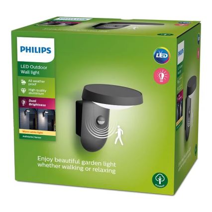 Philips - Applique murale extérieure avec détecteur LED/9W/230V 2700K IP44