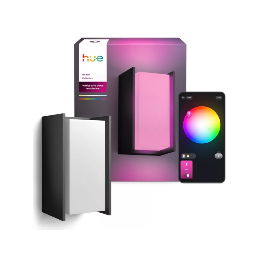 Philips - Applique murale LED d'extérieur à intensité variable Hue TURACO White And Color Ambiance 1xE27/8,1W/230V 1000-20000K