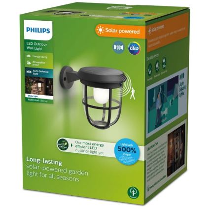 Philips - Applique murale solaire avec détecteur RADII LED/1,3W/3,7V 3000K IP44