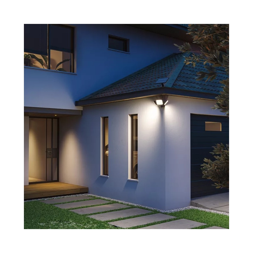 Philips - Applique murale solaire LED avec capteur ZYREN LED/24,5W/3,7V 2600 mAh 5000K IP65 noire