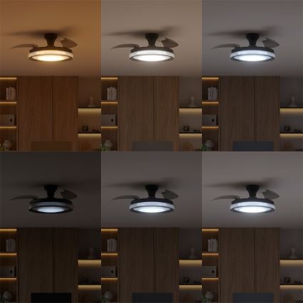 Philips - BLISS dimbare LED-plafondlamp met ventilator, 35W/230V, zwart + afstandsbediening