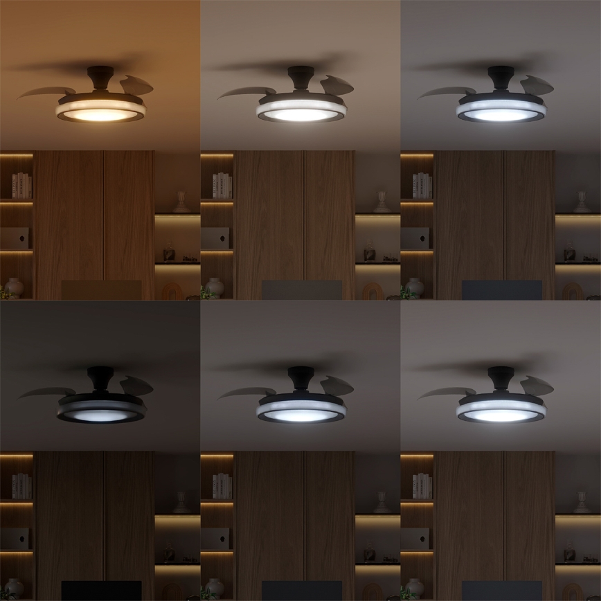 Philips - BLISS dimbare LED-plafondlamp met ventilator, 35W/230V, zwart + afstandsbediening
