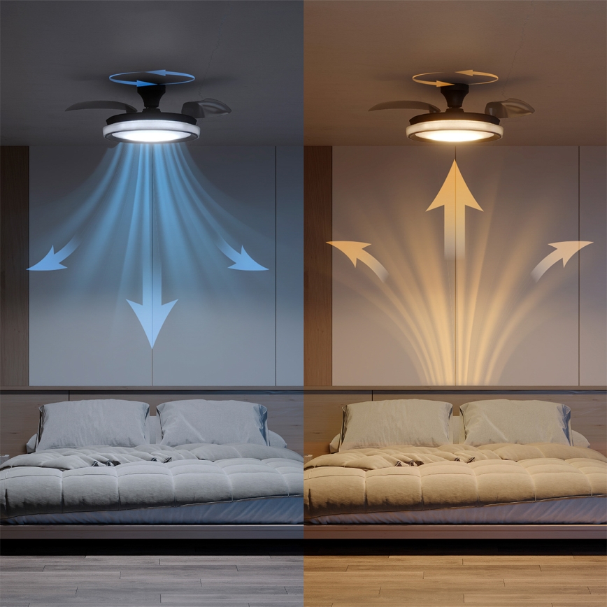 Philips - BLISS dimbare LED-plafondlamp met ventilator, 35W/230V, zwart + afstandsbediening
