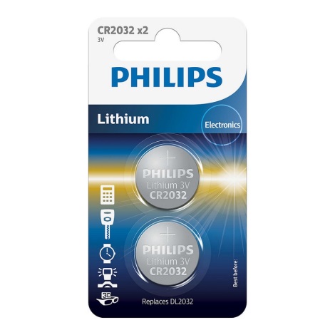 Philips CR2032P2/01B - 2 st. Lithium knoopcel batterij CR2032 MINICELLS 3V