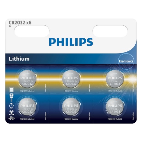 Philips CR2032P6/01B - 6 st. Lithium knoopcel batterij CR2032 MINICELLS 3V