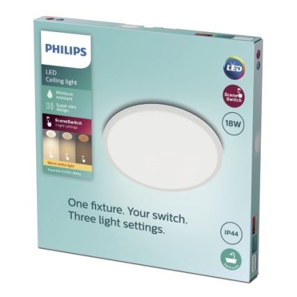 Philips - Dimbare LED Badkamer Plafond Lamp SCENE SWITCH LED/18W/230V IP44 2700K