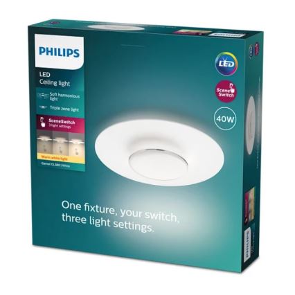 Philips- Dimbare LED Plafondlamp SCENE SWITCH LED/40W/230V 2700K zilver