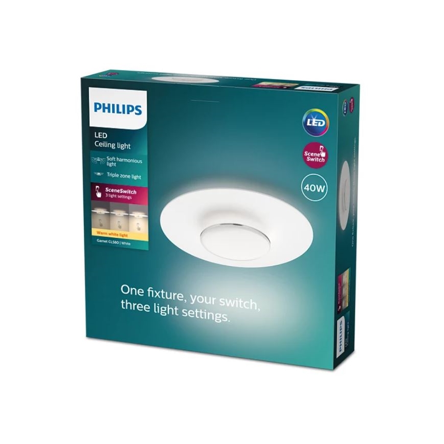 Philips- Dimbare LED Plafondlamp SCENE SWITCH LED/40W/230V 2700K zilver