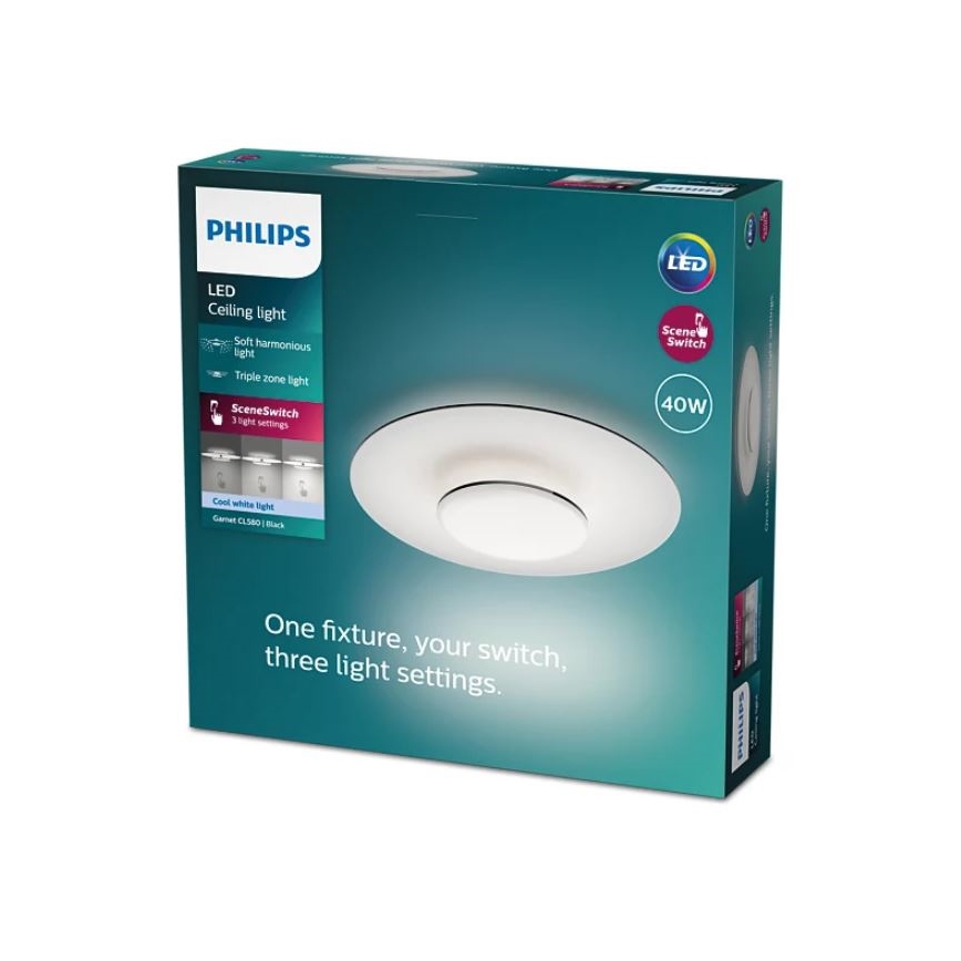 Philips- Dimbare LED Plafondlamp SCENE SWITCH LED/40W/230V 4000K zwart