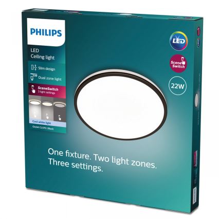 Philips - Dimbare LED plafondlamp SCENE SWITCH LED/22W/230V diameter 40 cm 4000K zwart