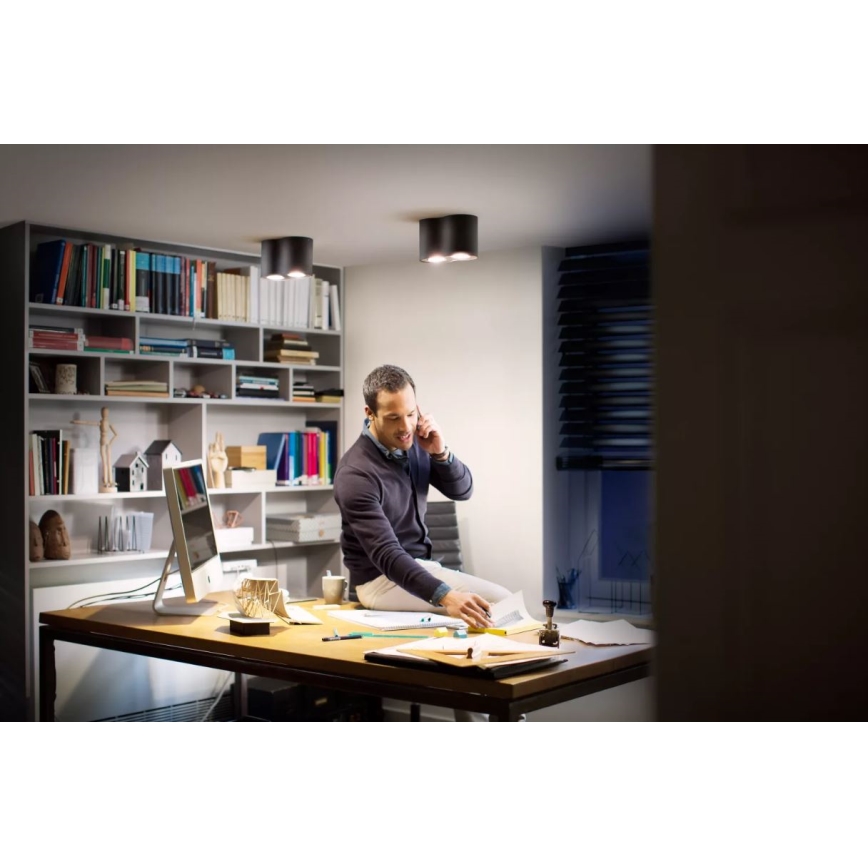Philips - Dimbare LED Spot Hue PILLAR 2xGU10/4,2W/230V 2200-6500K + afstandsbediening zwart