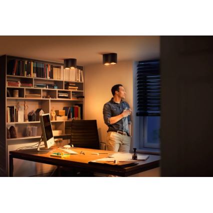 Philips - Dimbare LED Spot Hue PILLAR 2xGU10/4,2W/230V 2200-6500K + afstandsbediening zwart