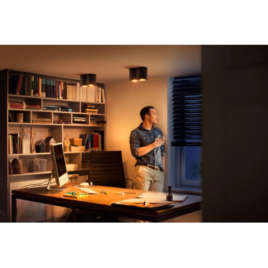 Philips - Dimbare LED Spot Hue PILLAR 2xGU10/4,2W/230V 2200-6500K + afstandsbediening zwart