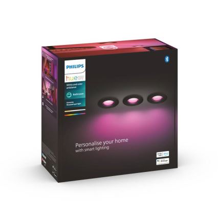 Philips-Ensemble 3x Luminaire encastrable LED RGBW à intensité variable de salle de bain Hue XAMENTO 1xGU10/5,7W/230V