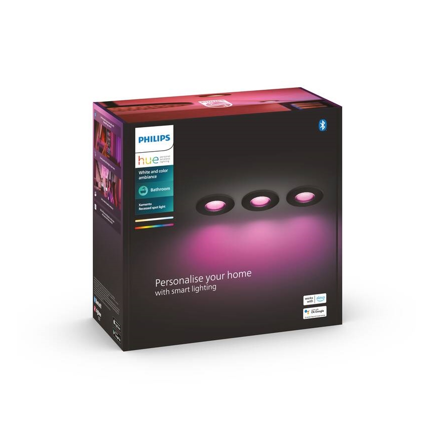 Philips-Ensemble 3x Luminaire encastrable LED RGBW à intensité variable de salle de bain Hue XAMENTO 1xGU10/5,7W/230V