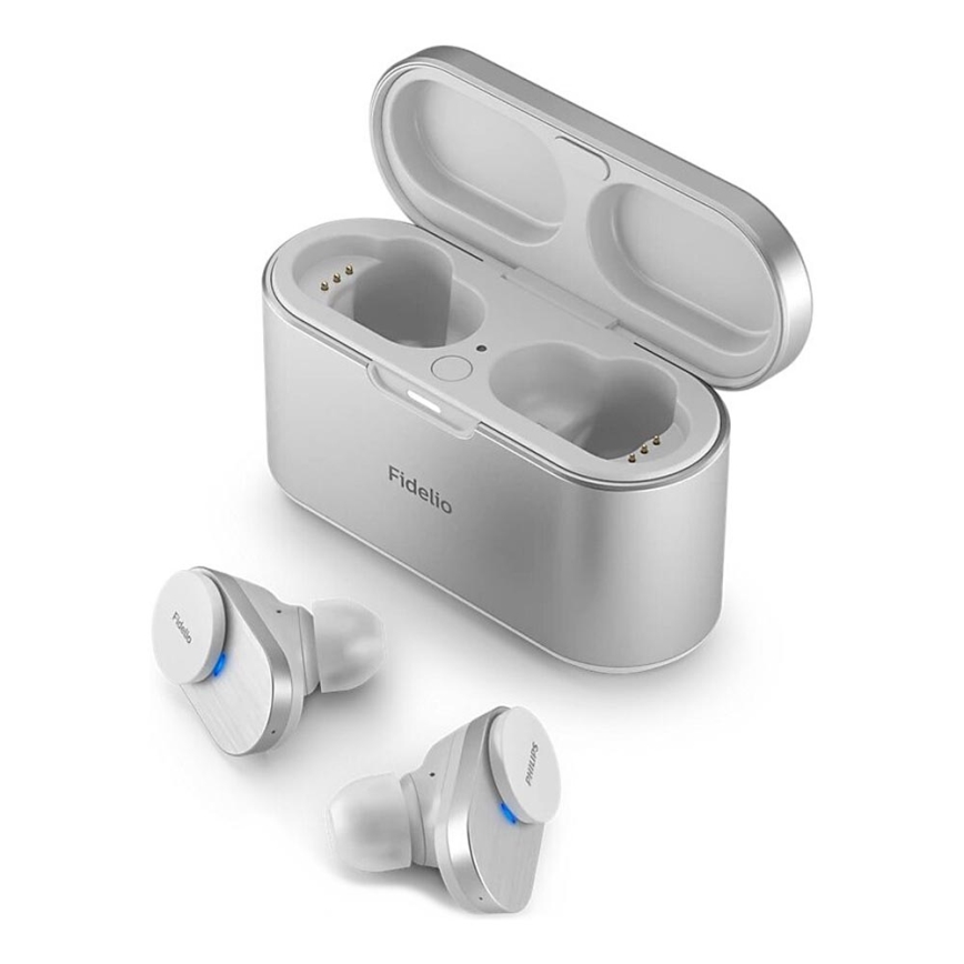 Philips Fidelio T1WT/00 - Draadloze hoofdtelefoons IPX4 2x 60 mAh + 650 mAh zilver