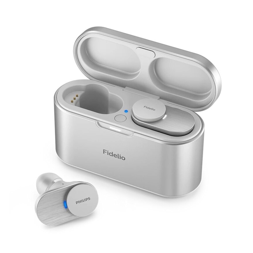 Philips Fidelio T1WT/00 - Draadloze hoofdtelefoons IPX4 2x 60 mAh + 650 mAh zilver