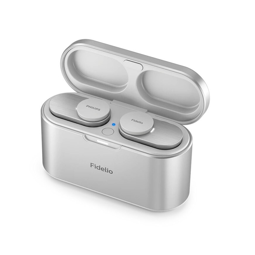 Philips Fidelio T1WT/00 - Draadloze hoofdtelefoons IPX4 2x 60 mAh + 650 mAh zilver