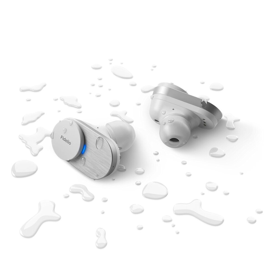 Philips Fidelio T1WT/00 - Ecouteurs sans fil IPX4 2x 60 mAh + 650 mAh argent