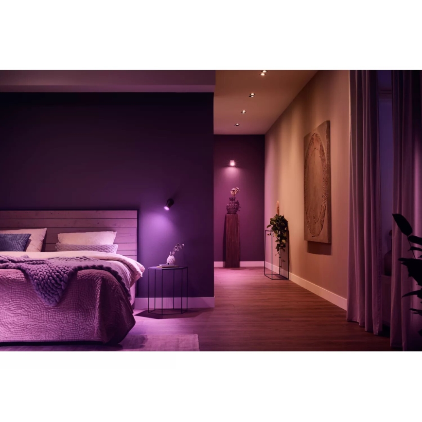 Philips - LED RGBW Dimbare inbouwspot Hue FUGATO 1xGU10/4,2W/230V 2000-6500K zwart
