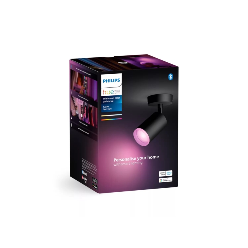 Philips - LED RGBW Dimbare inbouwspot Hue FUGATO 1xGU10/4,2W/230V 2000-6500K zwart