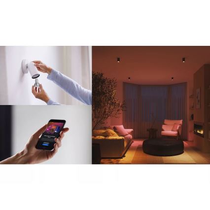 Startpakket Philips Hue WHITE AND COLOR AMBIANCE 3xGU10/4,2W 2000-6500K + Hue Bridge en Dimmer Switch