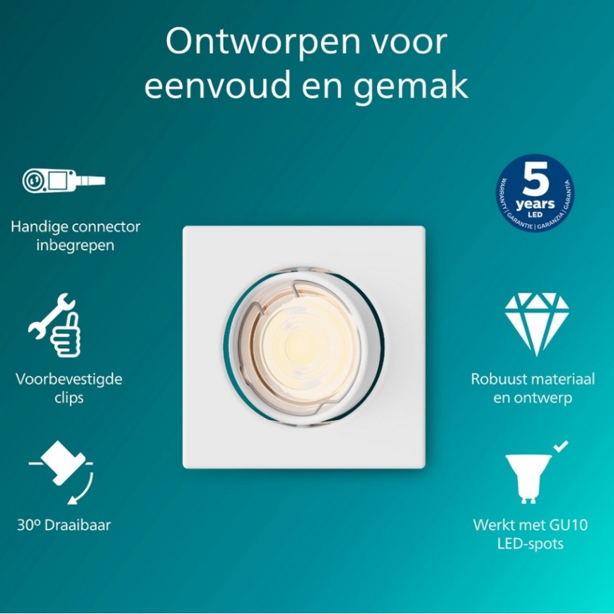 Philips - Inbouwarmatuur PERIDOT 1xGU10/7W/230V wit