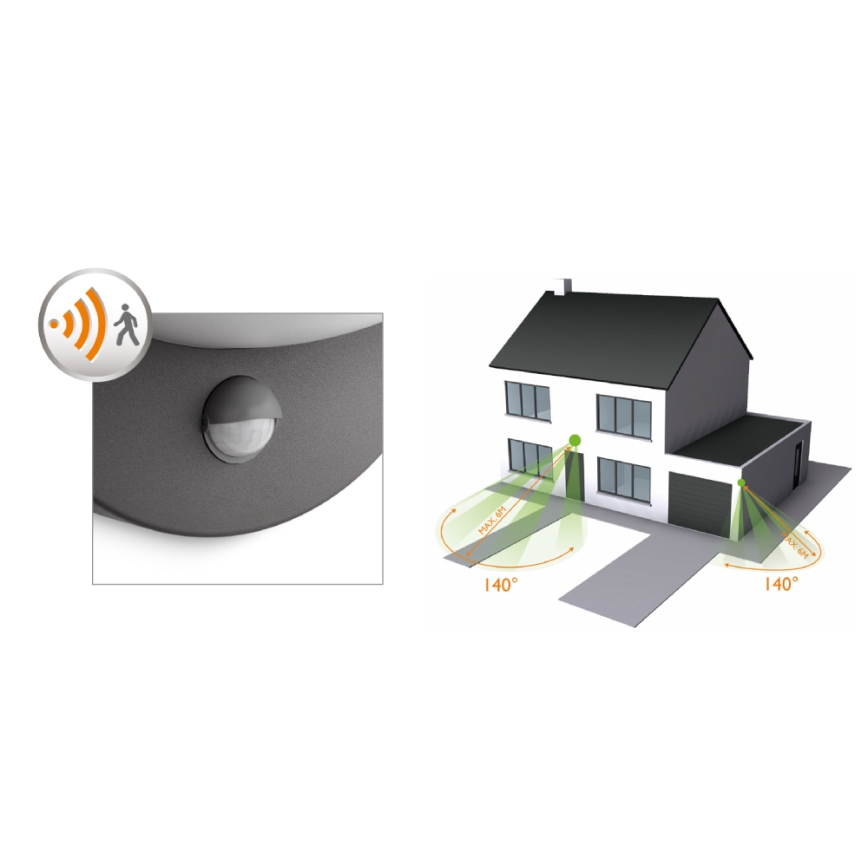 Philips - Buitenwandlamp met sensor JUNE 1xE27/12W/230V IP44