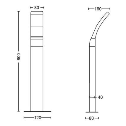 Philips - Lampadaire LED d'extérieur LED/12W/230V 2700K 60 cm IP44