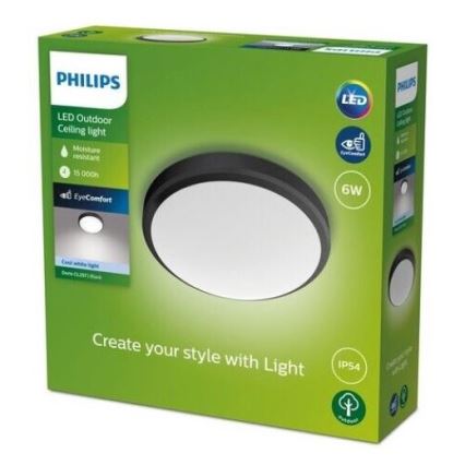 Philips - LED Badkamer Plafond Lamp LED/6W/230V 4000K IP54 zwart