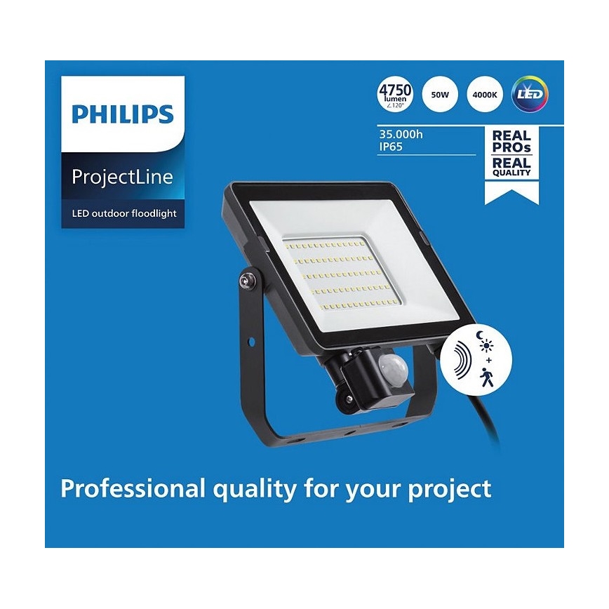 Philips - LED Buitenschijnwerper met sensor PROJECTLINE LED/50W/230V IP65 4000K