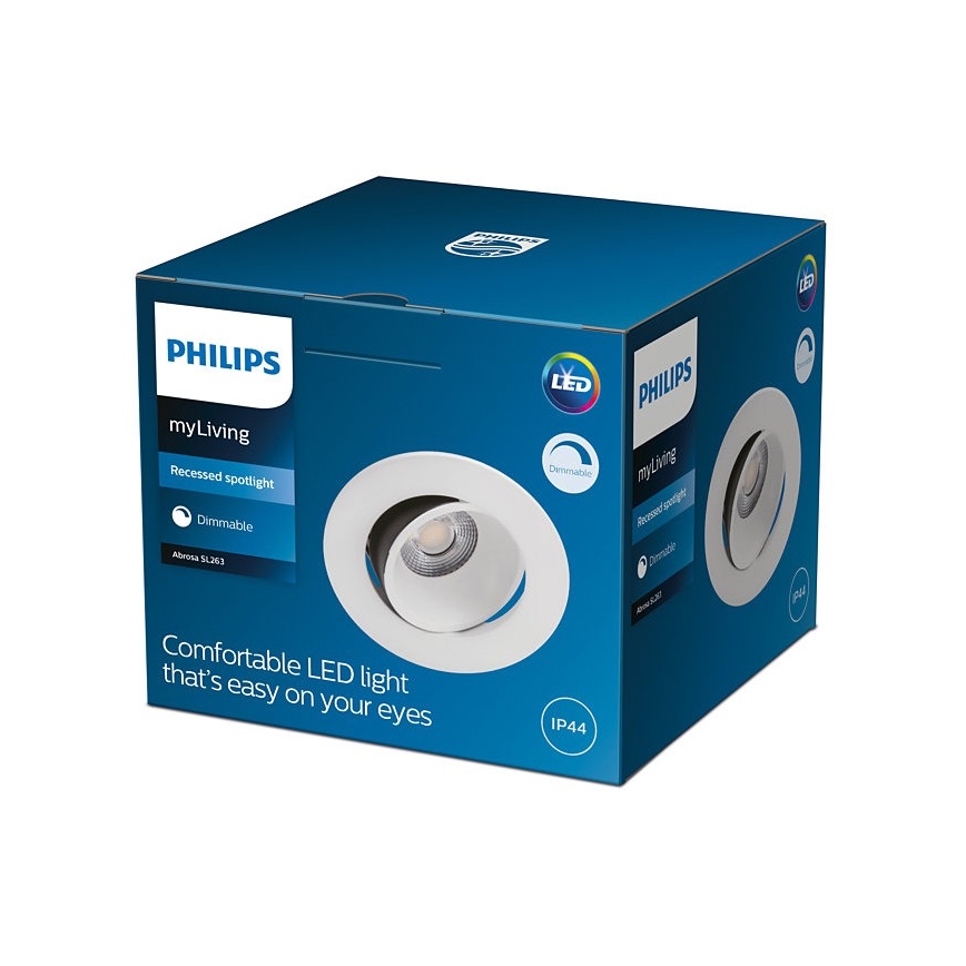 Philips - LED dimbare inbouwspot voor badkamer ABROSA 1xLED/9W/230V IP44