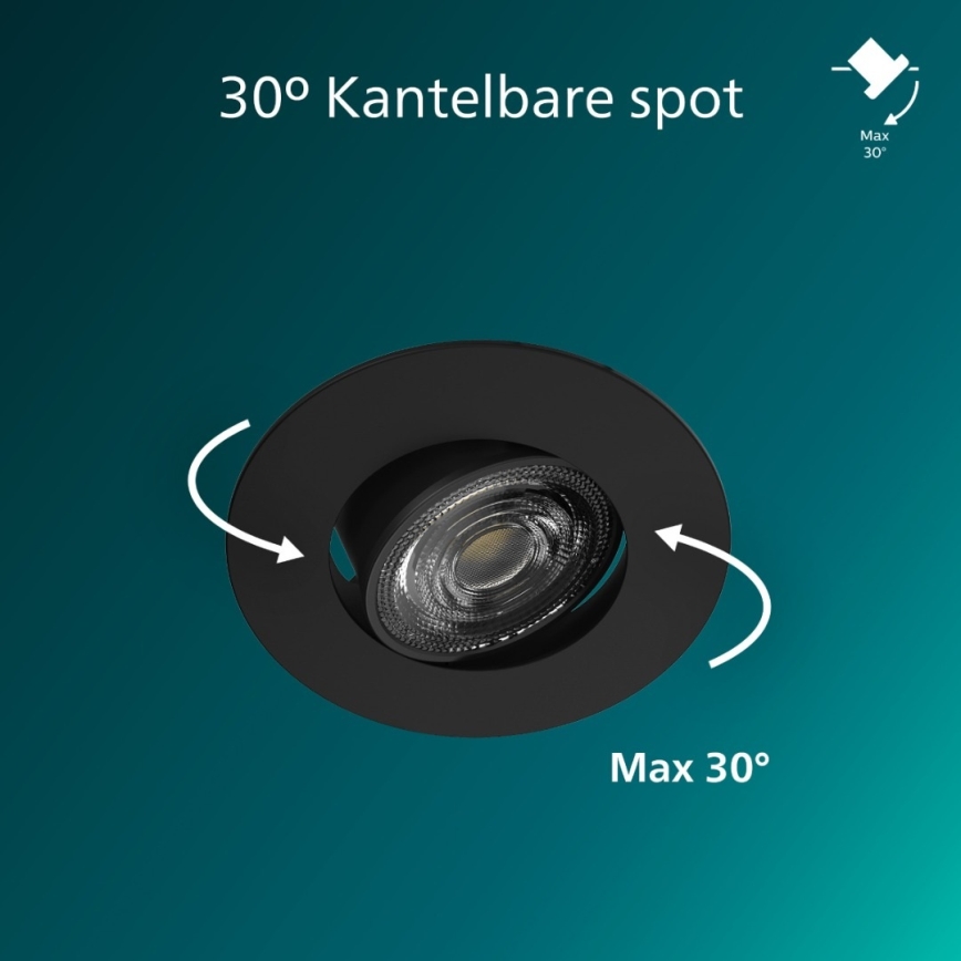 Philips - Dimbare LED-inbouwspot CILANTRO LED/5W/230V 2700K zwart