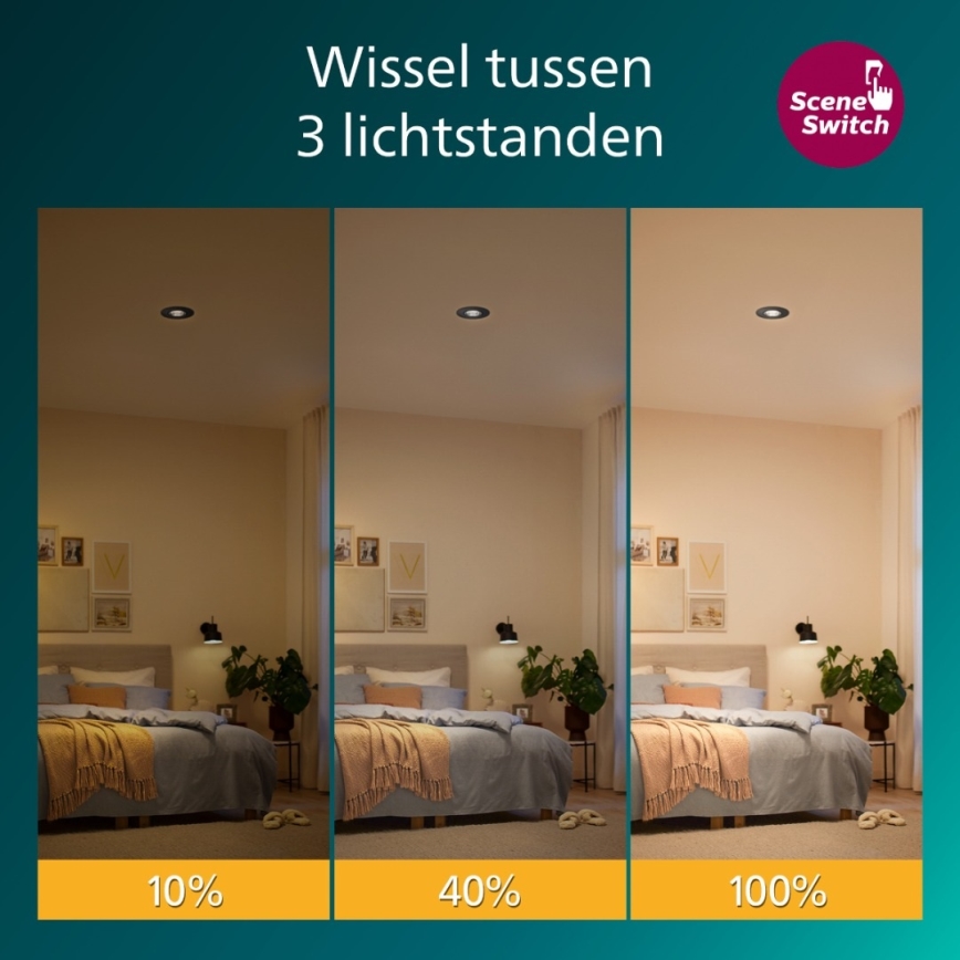 Philips - Dimbare LED inbouwspot CILANTRO LED/5W/230V 4000K zwart
