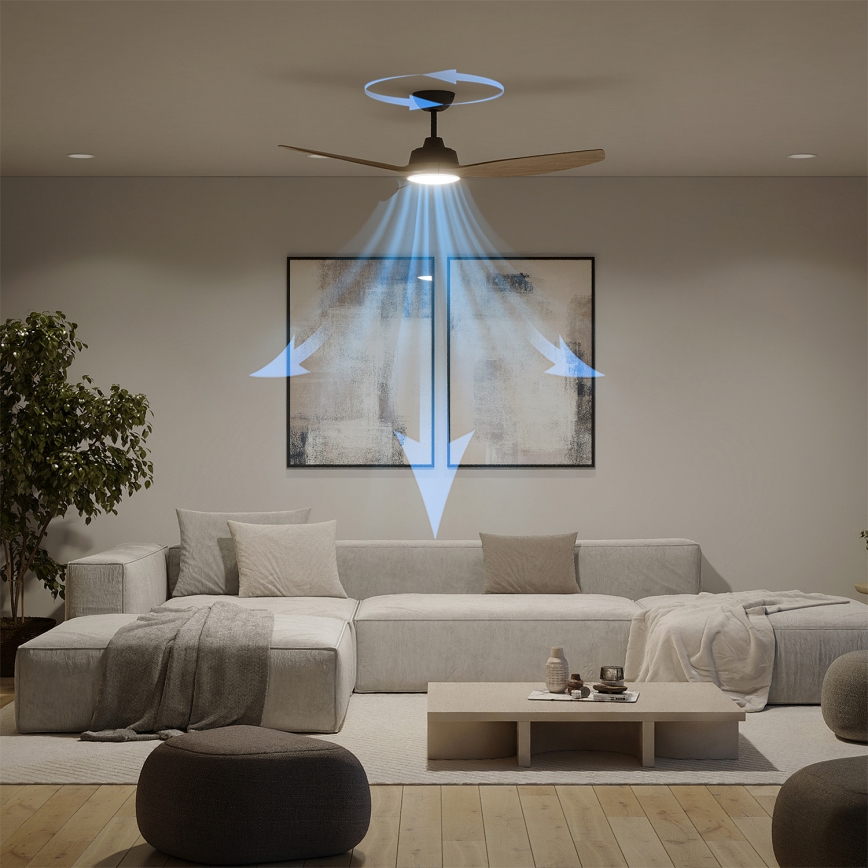 Philips - LED-dimbare plafondventilator OLAS LED/24W/230V Ø 132 cm zwart/bruin + afstandsbediening