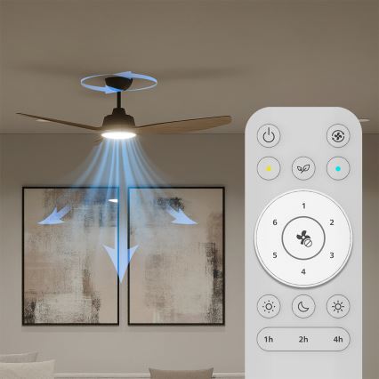 Philips - LED-dimbare plafondventilator OLAS LED/24W/230V Ø 132 cm zwart/bruin + afstandsbediening