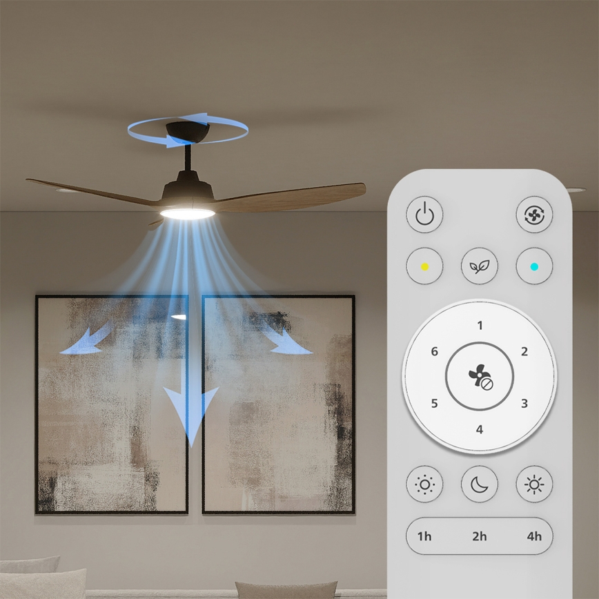 Philips - LED-dimbare plafondventilator OLAS LED/24W/230V Ø 132 cm zwart/bruin + afstandsbediening