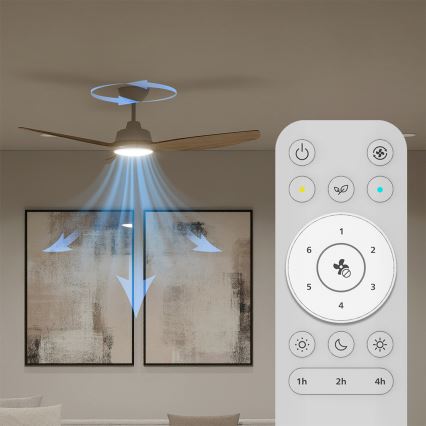 Philips - Ventilateur de plafond LED dimmable OLAS LED/24W/230V Ø 132 cm blanc/marron + télécommande