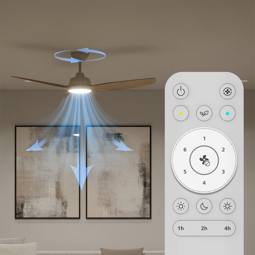 Philips - Ventilateur de plafond LED dimmable OLAS LED/24W/230V Ø 132 cm blanc/marron + télécommande