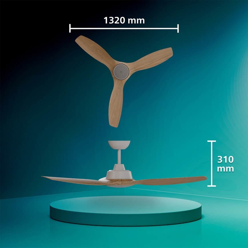 Philips - Ventilateur de plafond LED dimmable OLAS LED/24W/230V Ø 132 cm blanc/marron + télécommande