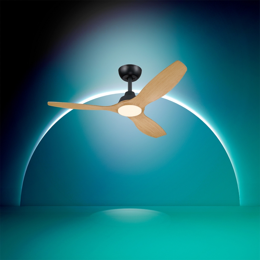 Philips - Ventilateur de plafond LED dimmable OLAS LED/24W/230V Ø 132 cm noir/marron + télécommande