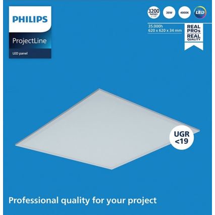 Philips - LED-paneel voor systeemplafond PROJECTLINE LED/36W/230V 62x62 cm