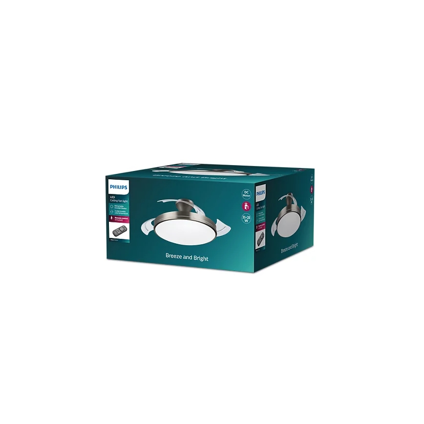 Philips - LED plafondlamp met ventilator BLISS LED/35W/230V 5500/4000/2700K nikkel + afstandsbediening