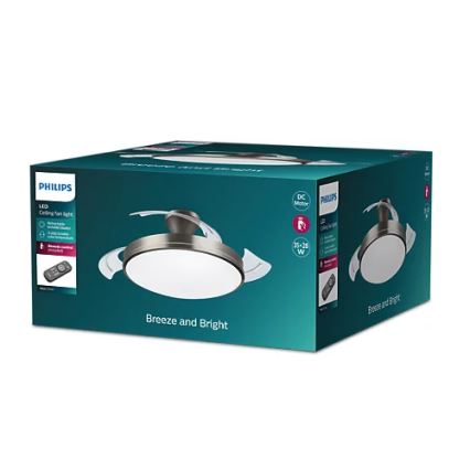 Philips - Plafonnier LED avec ventilateur BLISS LED/35W/230V 5500/4000/2700K nickel + télécommande