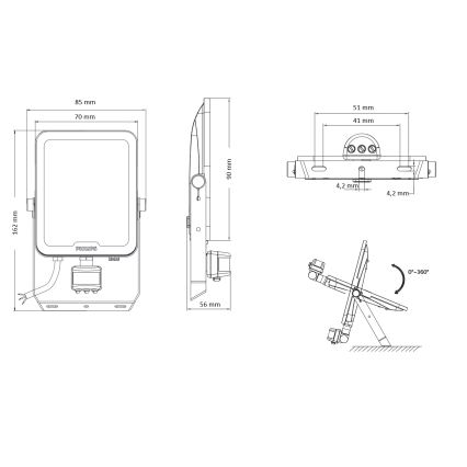 Philips - Projecteur LED LEDINAIRE ALL-IN avec capteur de mouvement et capteur crépusculaire LED/10W/230V 3000/4000/6500K IP65